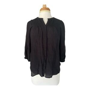 Nanette Lepore Sheer Black Blouse with Smocked Details